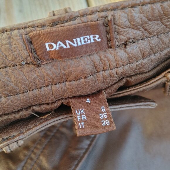 DANIER Brown Leather Pants Women's Size 4 Chocolate Brown - Picture 12 of 12